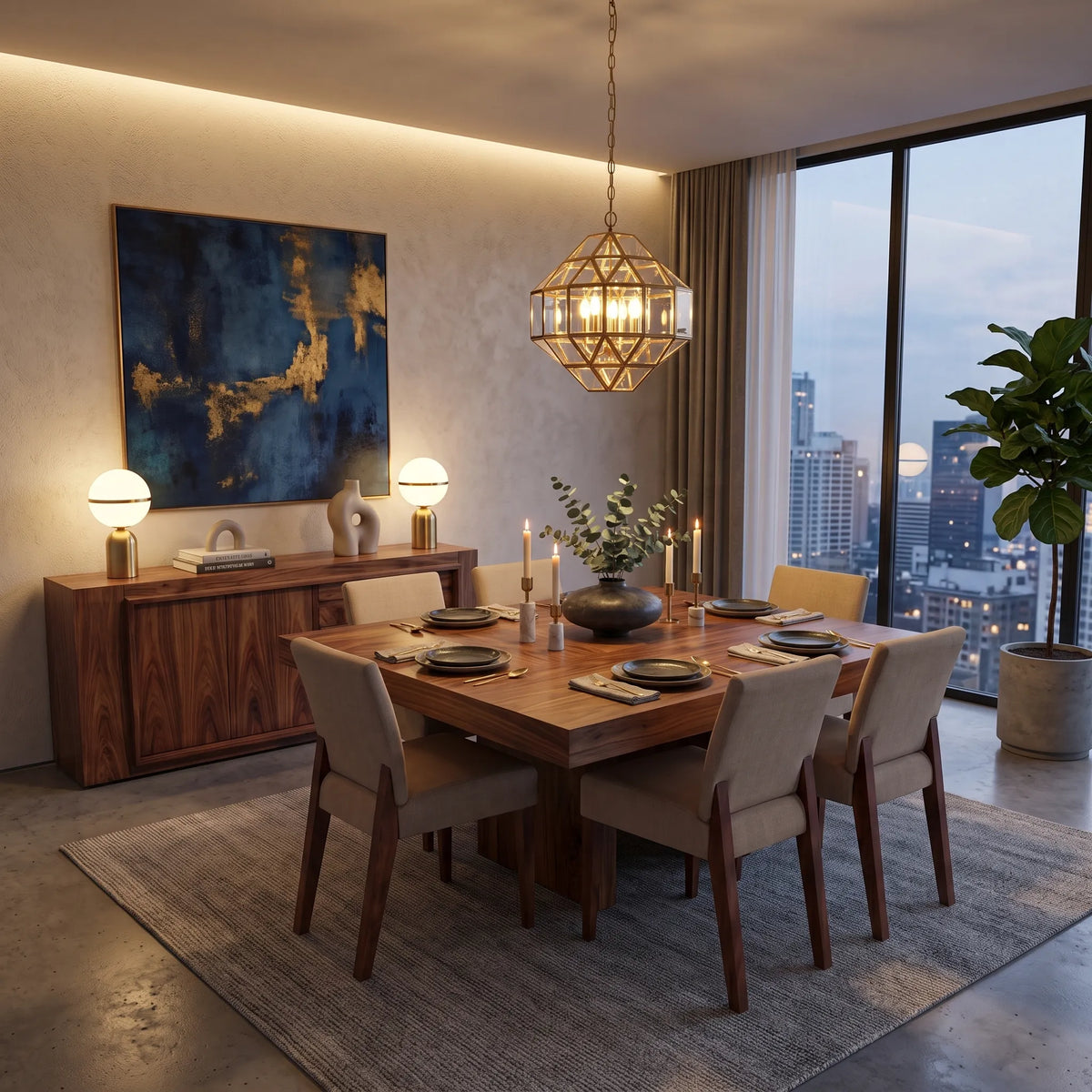 Comedor de 6 Sillas en Nogal con Aparador Buffet a Juego - Detalle de Ensamble | LEMICH Alta Ebanistería Residencial