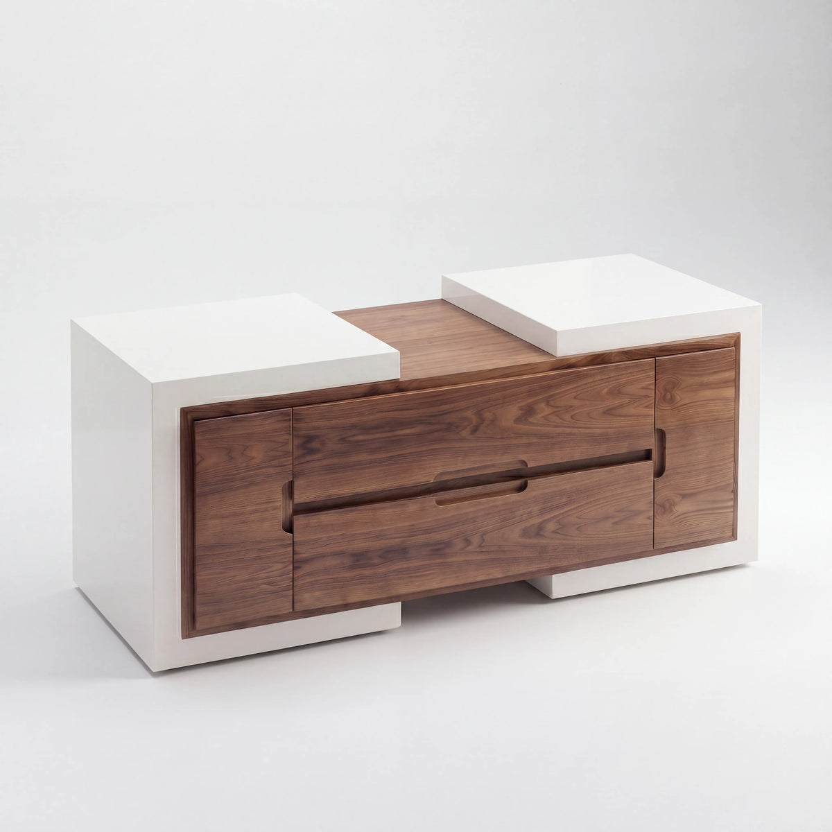 Credenza Buffet Moderna en Nogal con Tiradores Ocultos y 4 Puertas - Ambientada | LEMICH Alta Ebanistería Residencial