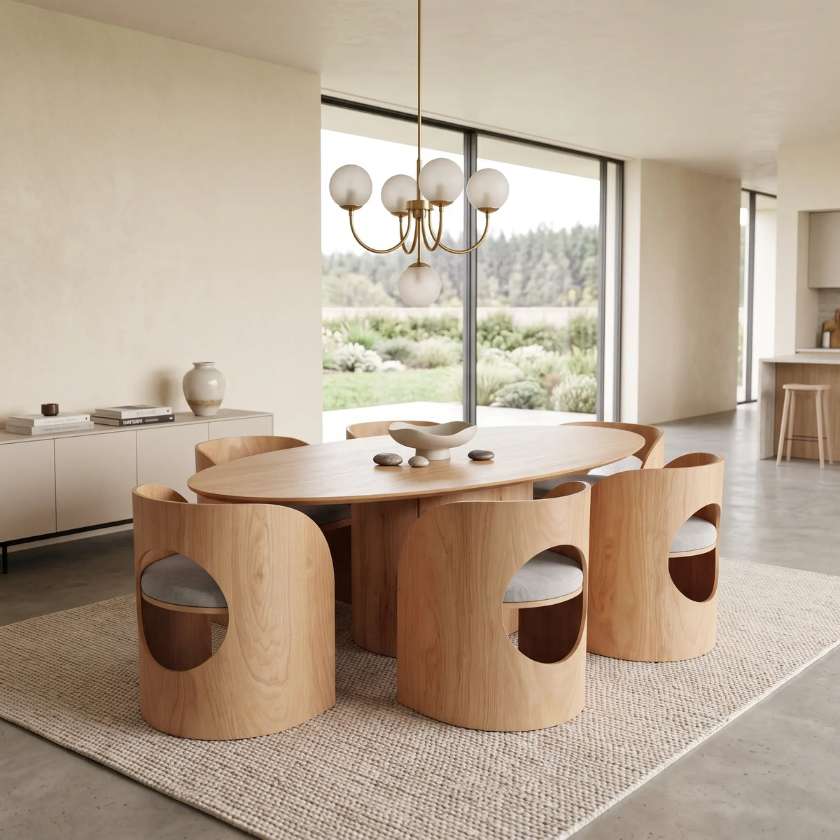 Comedor Residencial de 6 Sillas en Nogal de Diseño Contemporáneo - Ambientada | LEMICH Alta Ebanistería Residencial