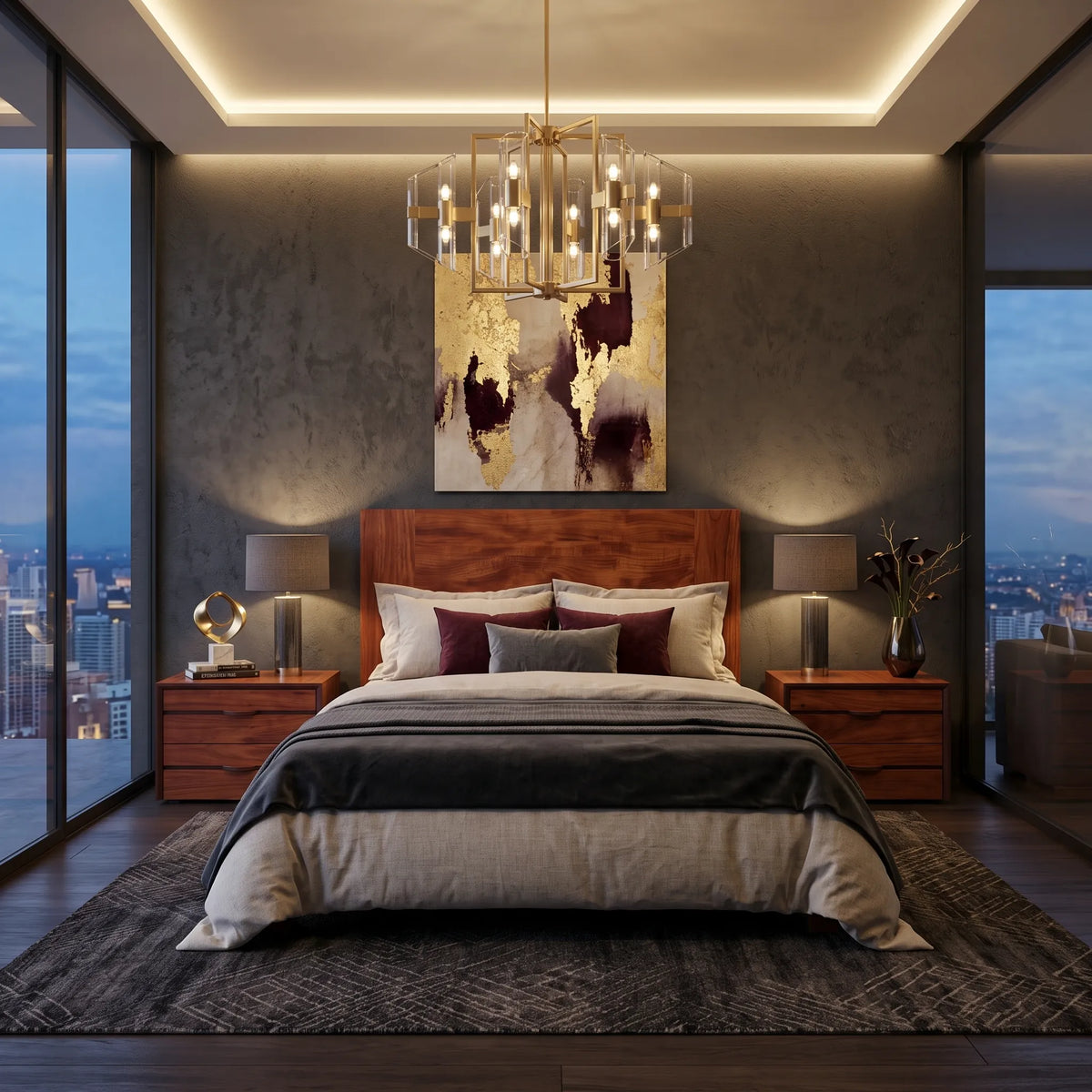 Recámara Contemporánea Milano en Nogal y Laca Blanca - Ambientada | LEMICH Alta Ebanistería Residencial