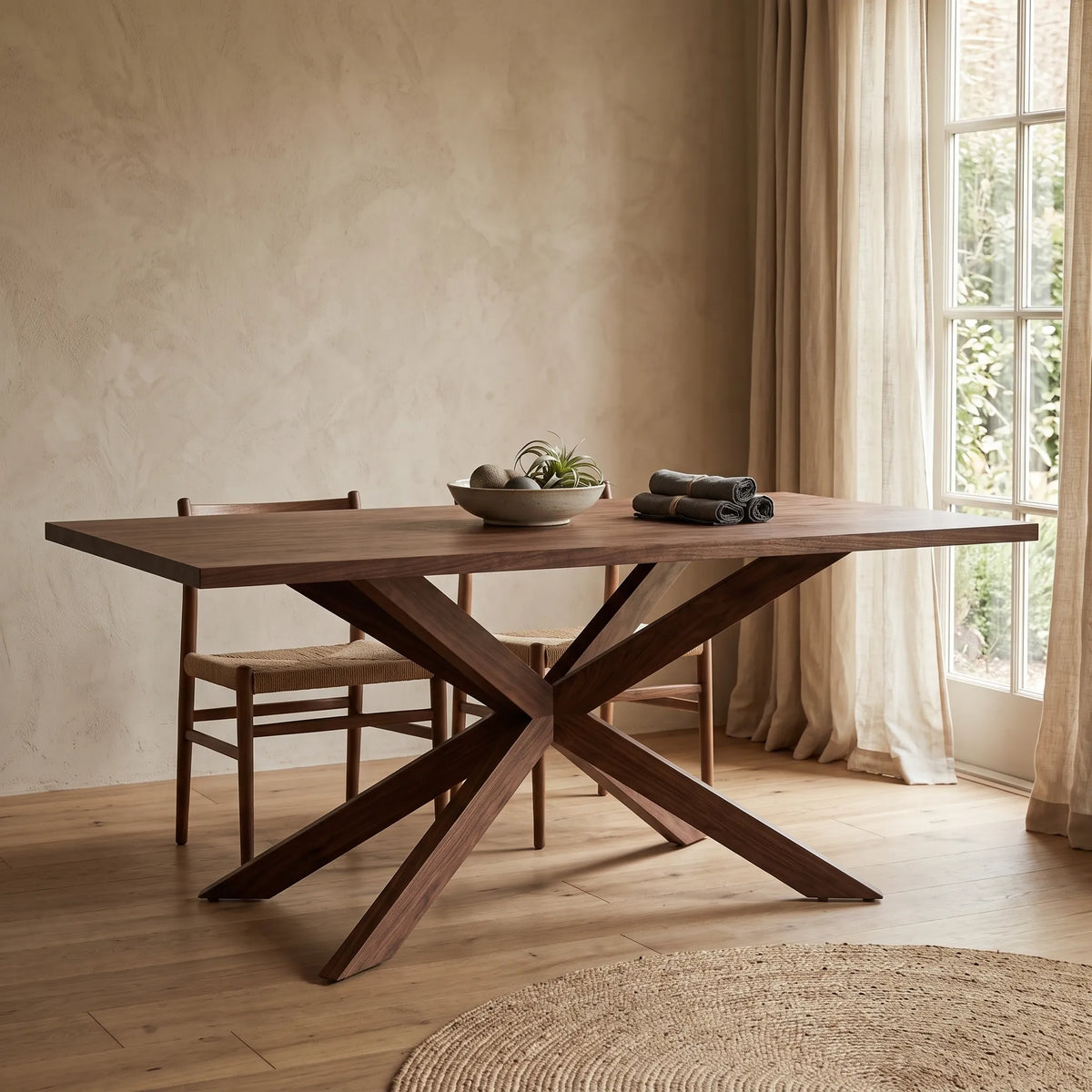 Mesa de Comedor Rectangular Stella en Nogal Macizo - Ambientada | LEMICH Alta Ebanistería Residencial