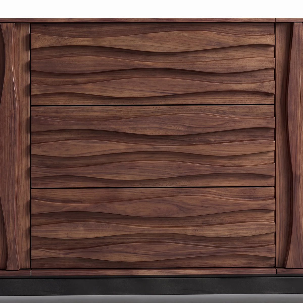 Buffet / Credenza Escultural Marea en Nogal Tallado y Herrería - Detalle de Ensamble | LEMICH Alta Ebanistería Residencial