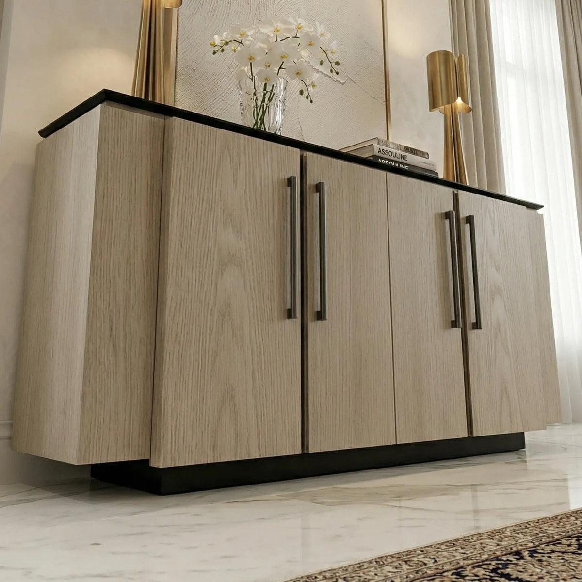 Buffet Novara – Credenza en Encino con Cubierta Negra
