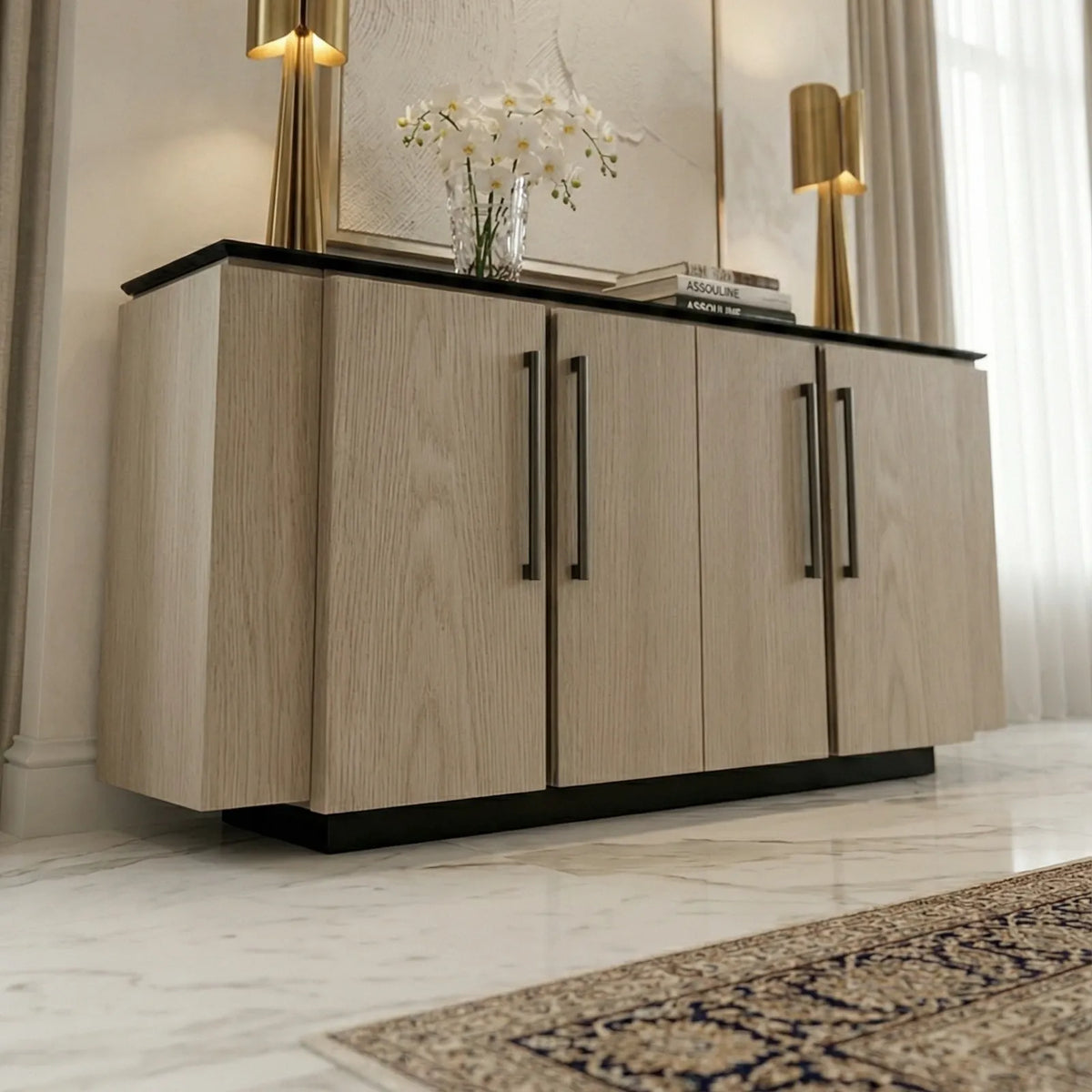 Buffet Novara – Credenza en Encino con Cubierta Negra