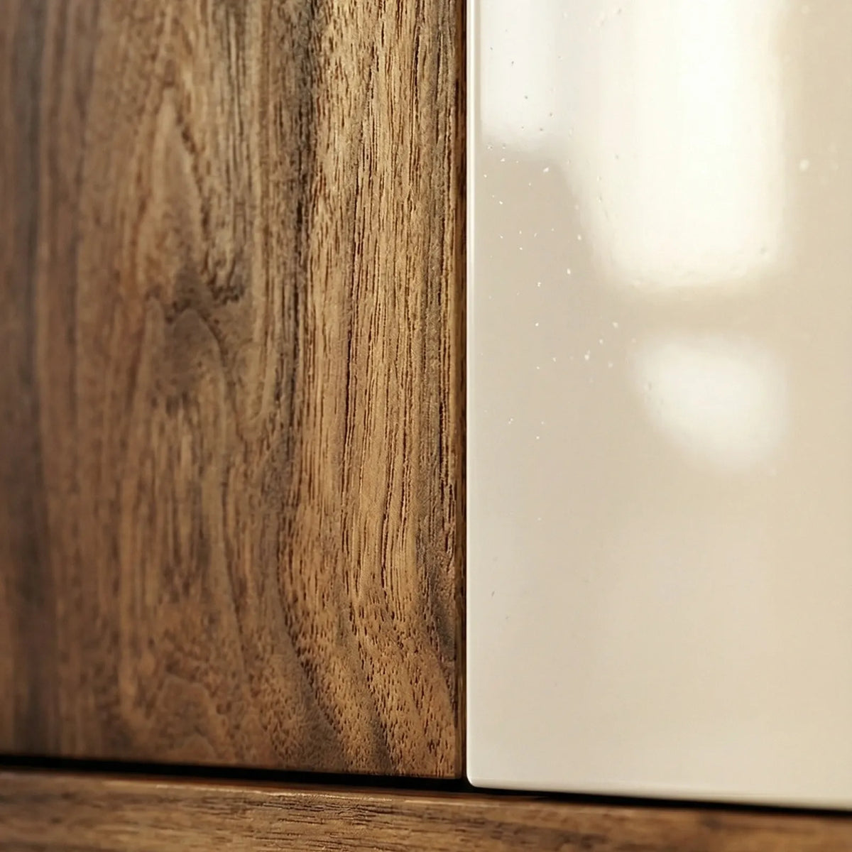 Buffet Minimal – Credenza en Nogal &amp; Laca Blanca