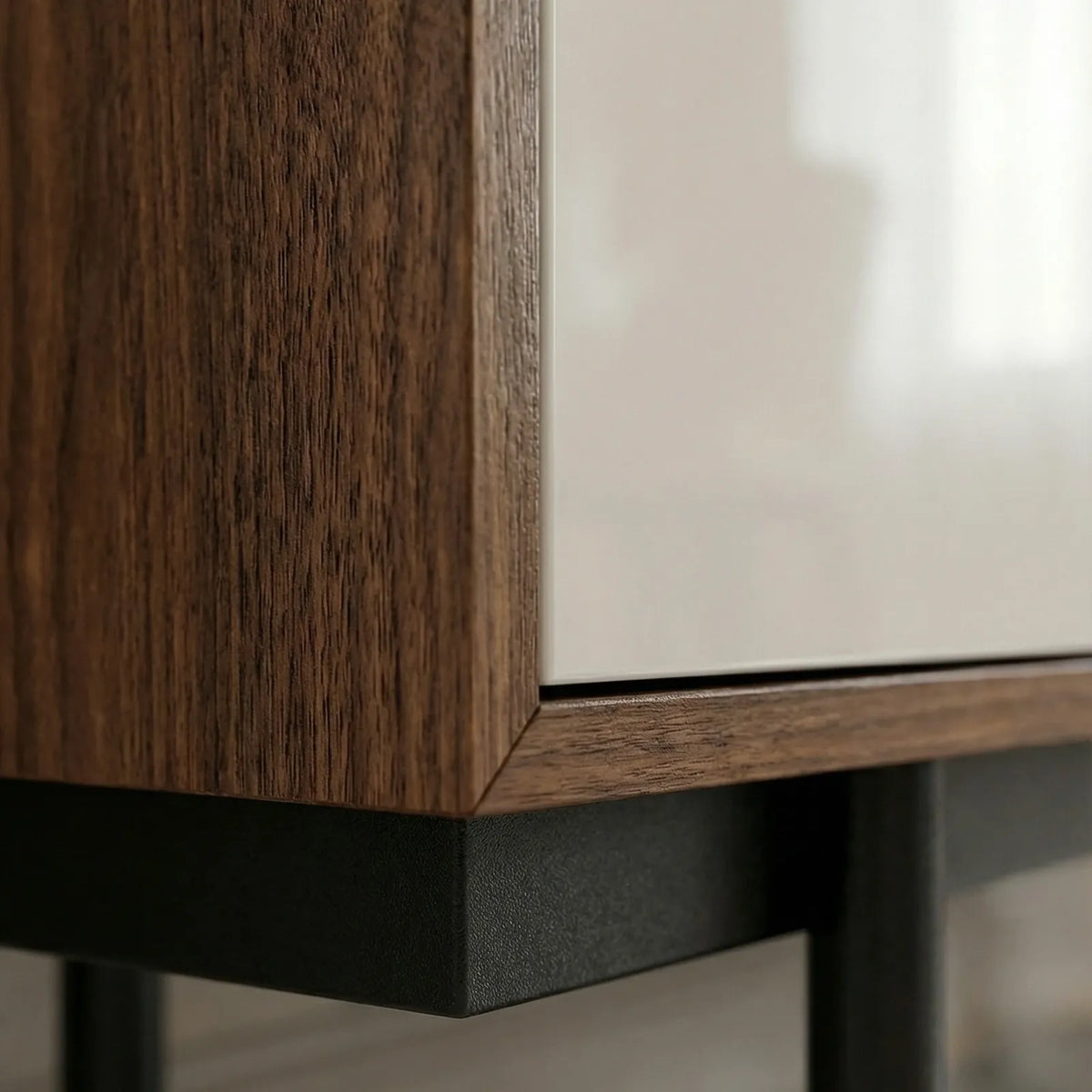 Buffet Minimal – Credenza en Nogal &amp; Laca Blanca