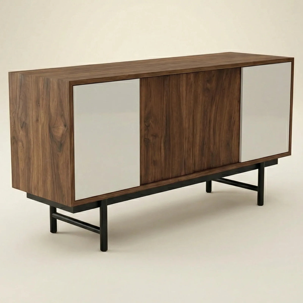 Buffet Minimal – Credenza en Nogal &amp; Laca Blanca