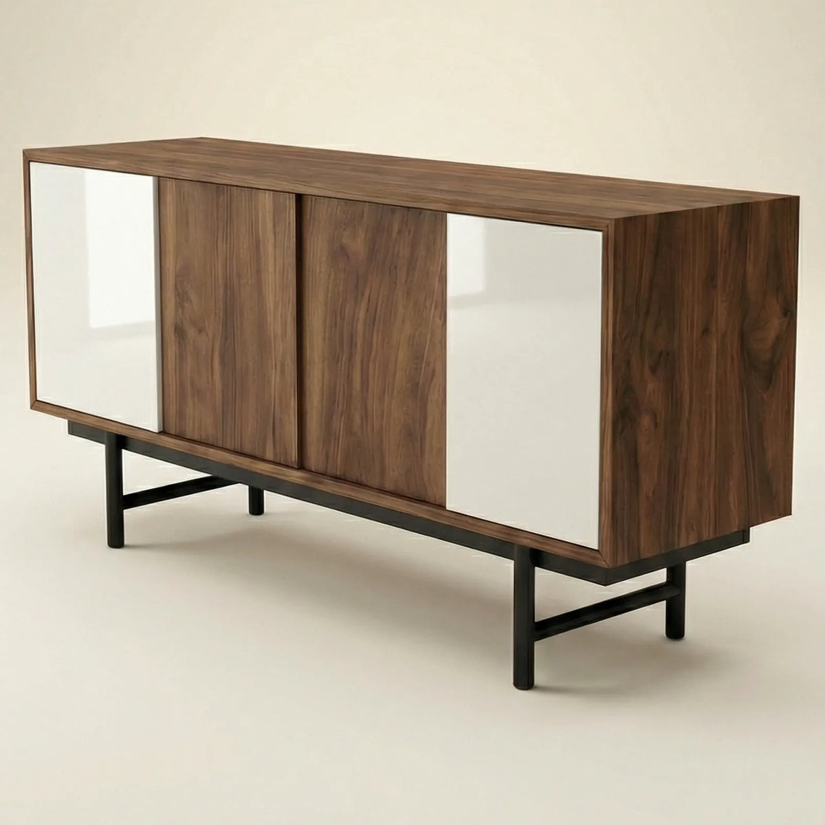 Buffet Minimal – Credenza en Nogal &amp; Laca Blanca