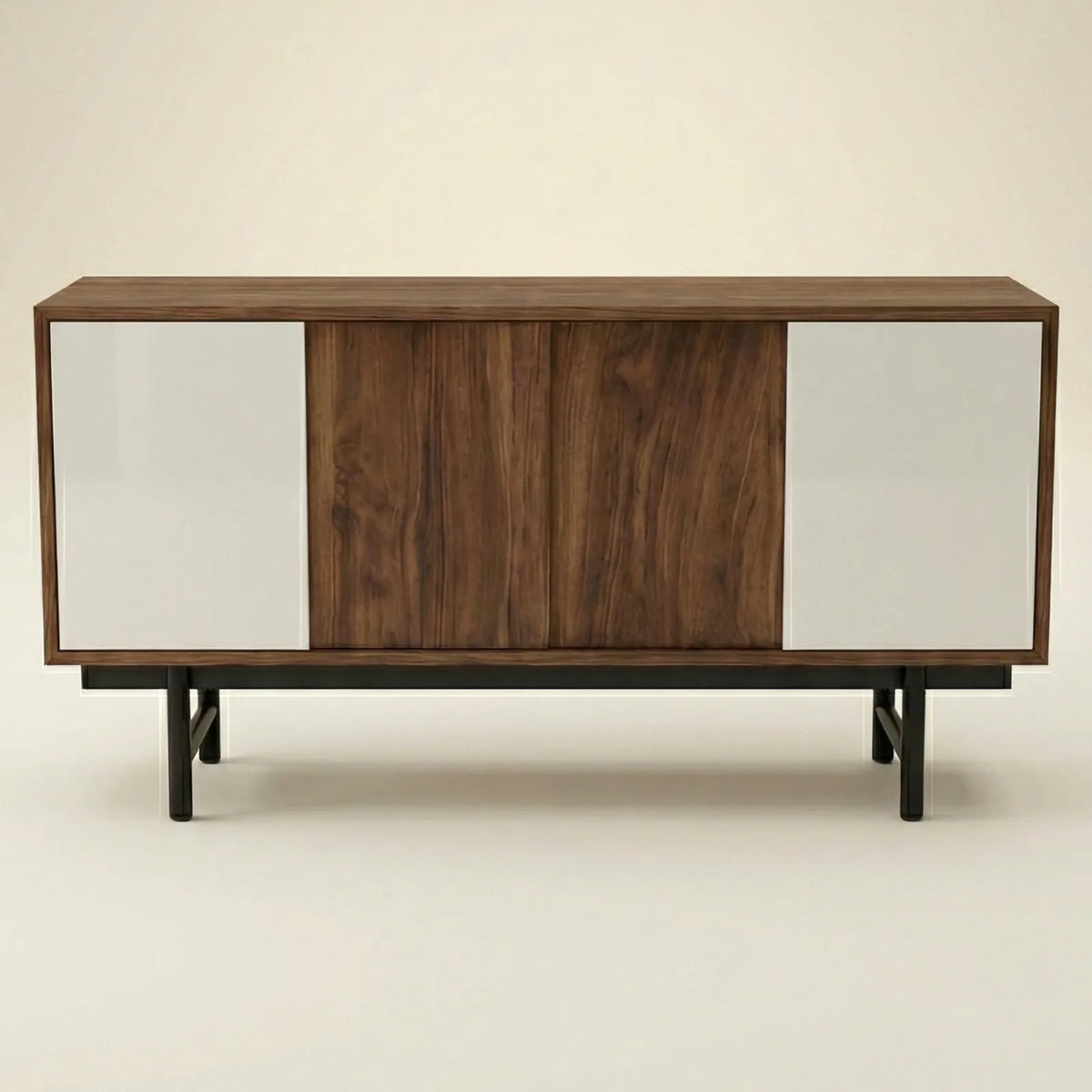 Buffet Minimal – Credenza en Nogal &amp; Laca Blanca