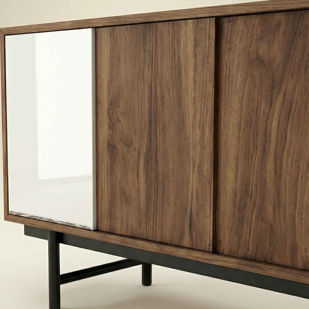 Buffet Minimal – Credenza en Nogal &amp; Laca Blanca