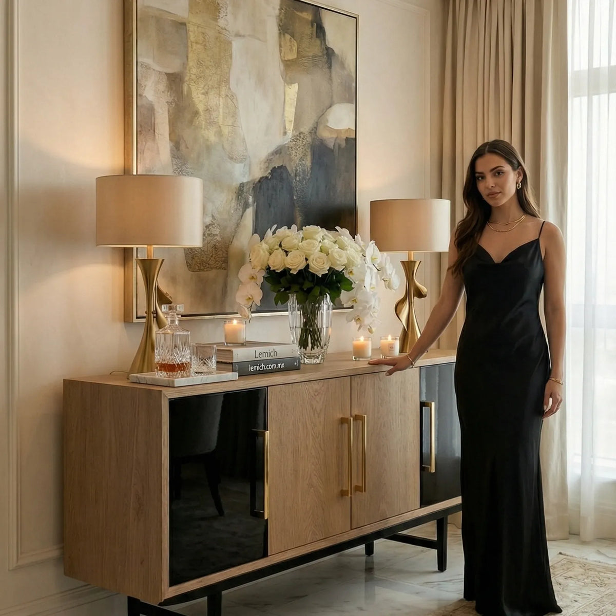 Buffet Rimini – Credenza en Encino Natural &amp; Negro Mate