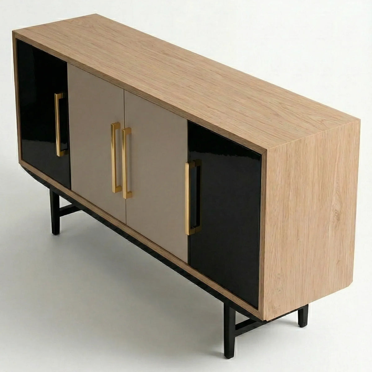 Buffet Rimini – Credenza en Encino Natural &amp; Negro Mate