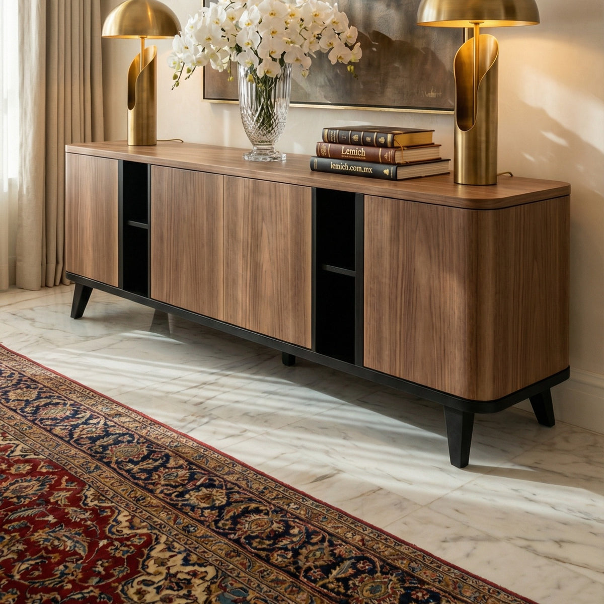 Buffet Toscana – Credenza en Nogal &amp; Negro Mate