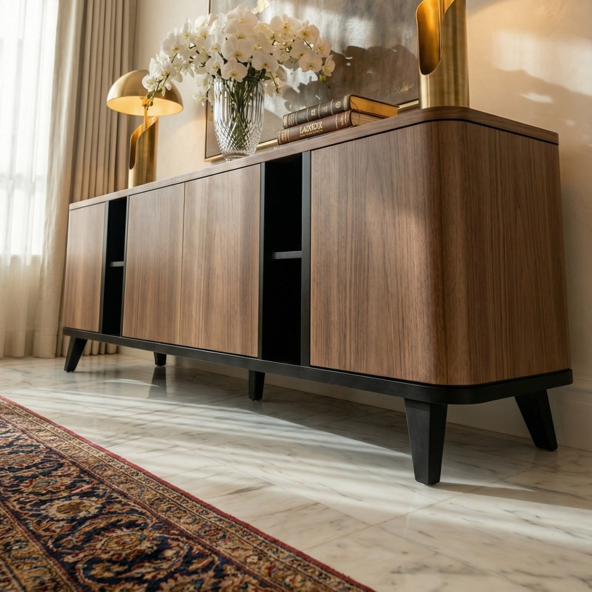 Buffet Toscana – Credenza en Nogal &amp; Negro Mate