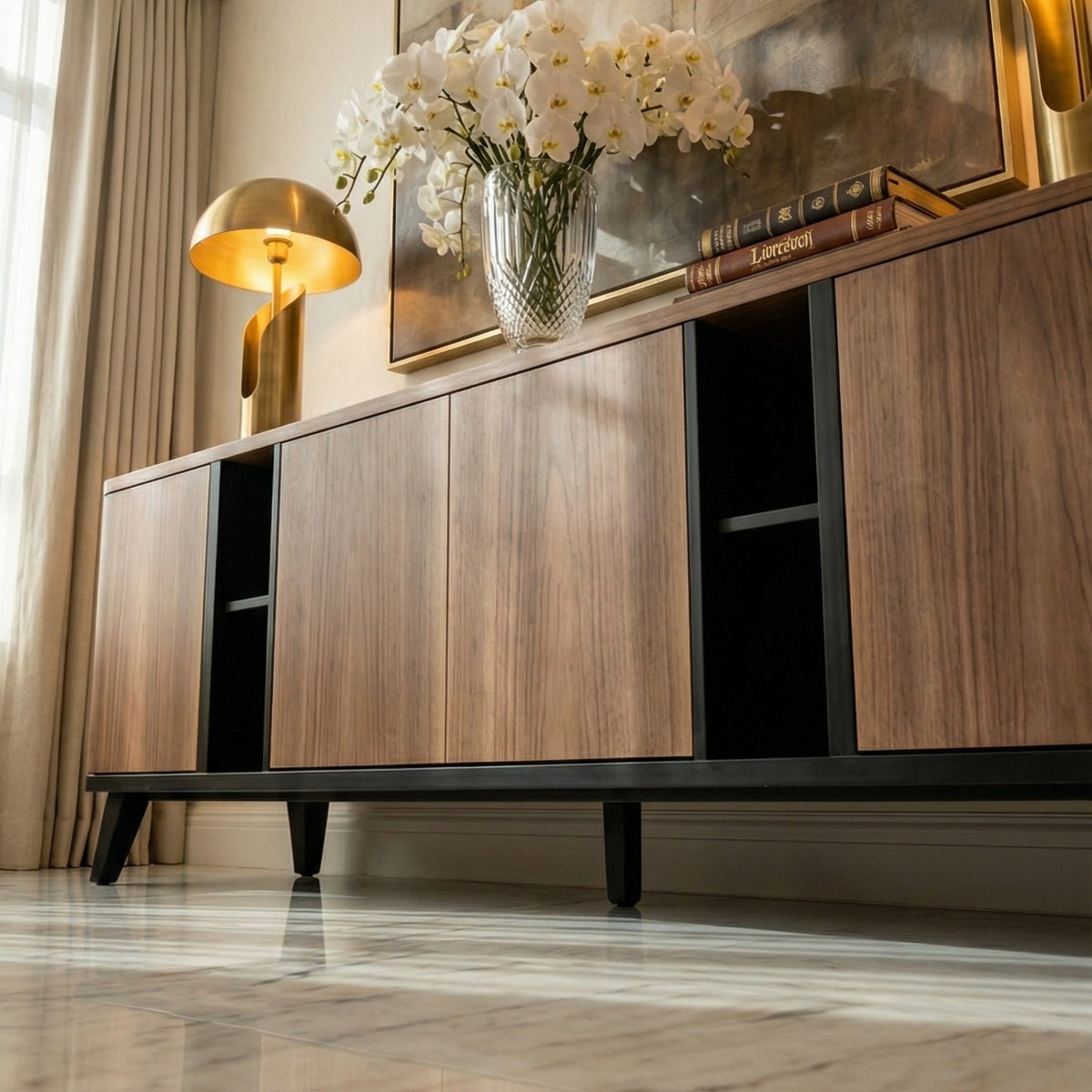 Buffet Toscana – Credenza en Nogal &amp; Negro Mate