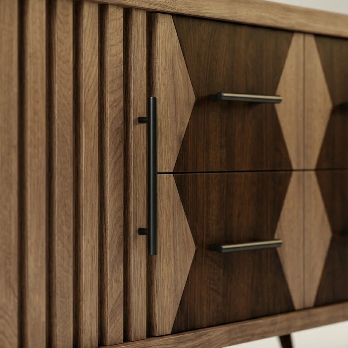 Buffet Torino – Credenza Geométrica en Nogal