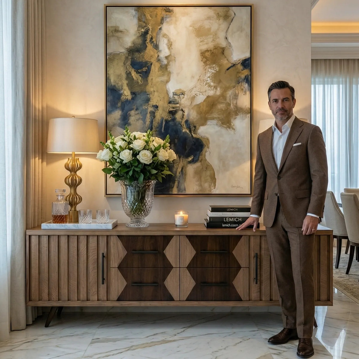 Buffet Torino – Credenza Geométrica en Nogal