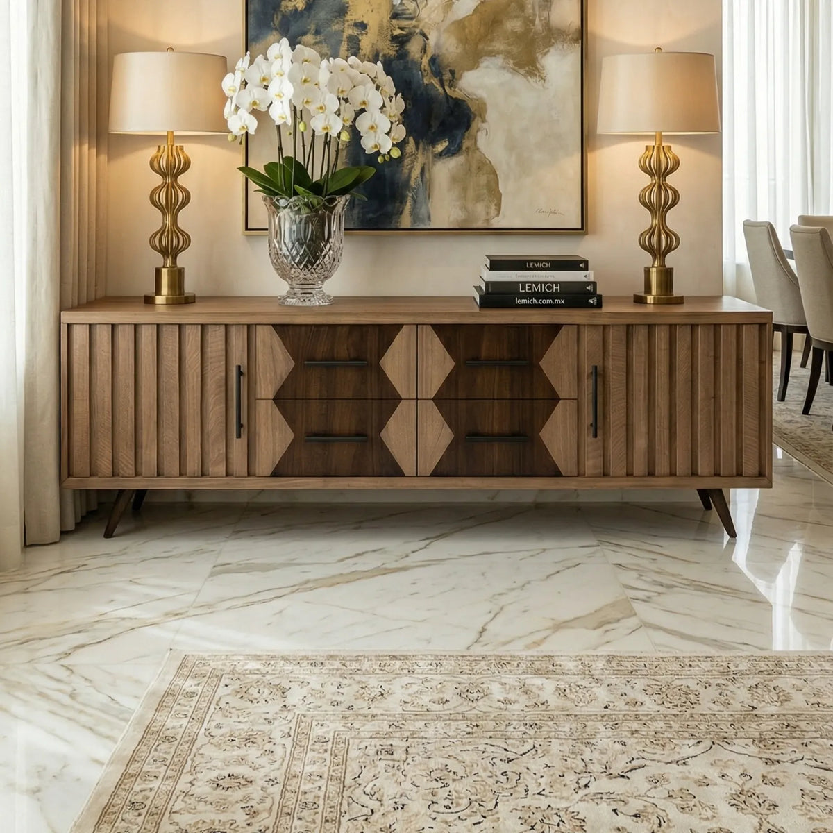 Buffet Torino – Credenza Geométrica en Nogal