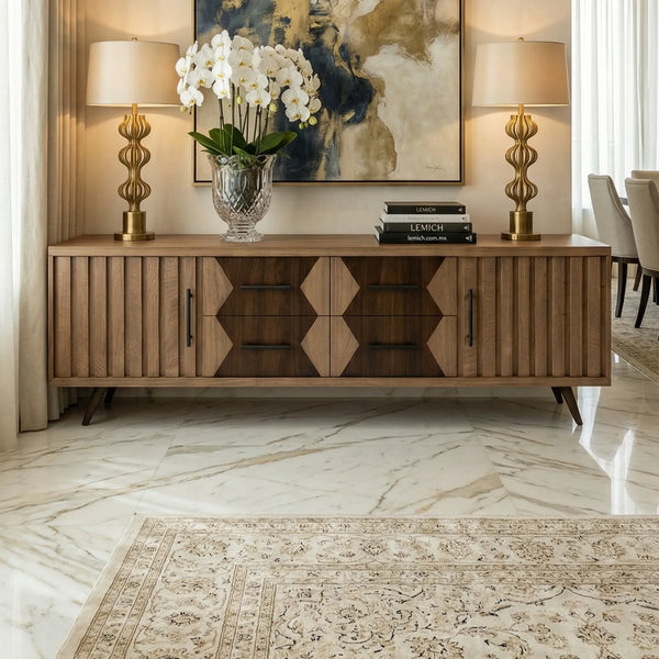 Buffet Torino – Credenza Geométrica en Nogal - vista alternativa
