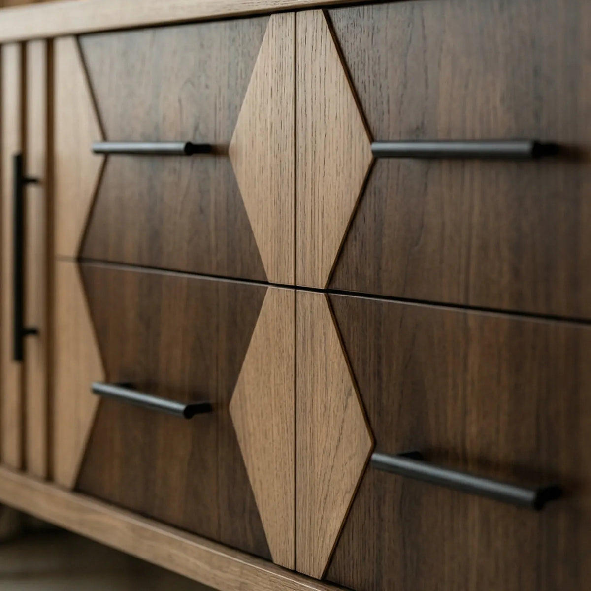 Buffet Torino – Credenza Geométrica en Nogal