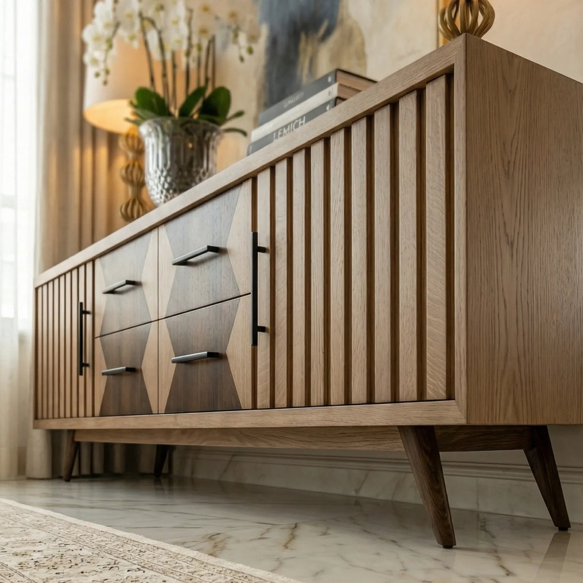 Buffet Torino – Credenza Geométrica en Nogal