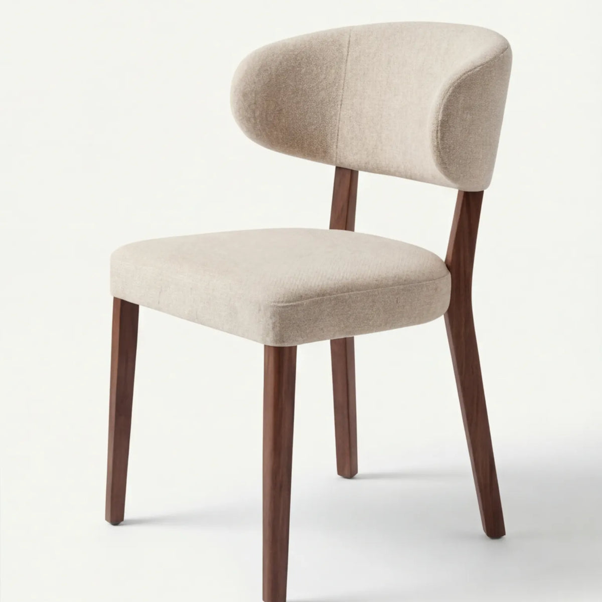 Comedor Brera en Nogal Natural y Rosa Morada Sólida · Escultural