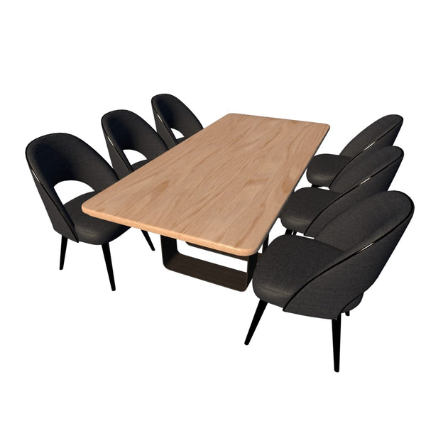 Comedor Mella | Roble y Encino Premium. 6 Sillas