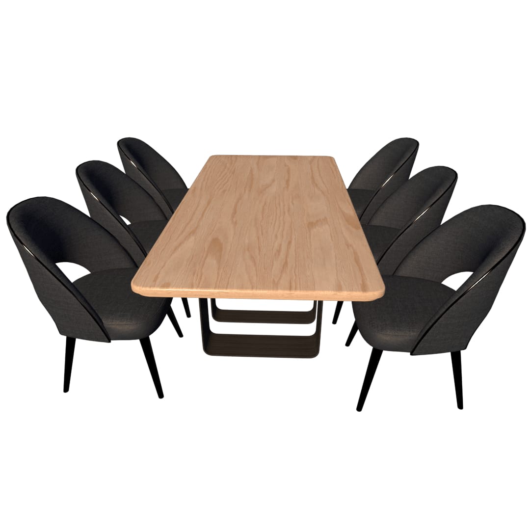 Comedor Mella | Roble y Encino Premium. 6 Sillas