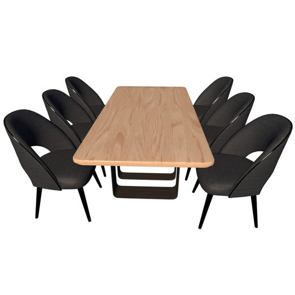 Comedor Mella | Roble y Encino Premium. 6 Sillas - vista alternativa