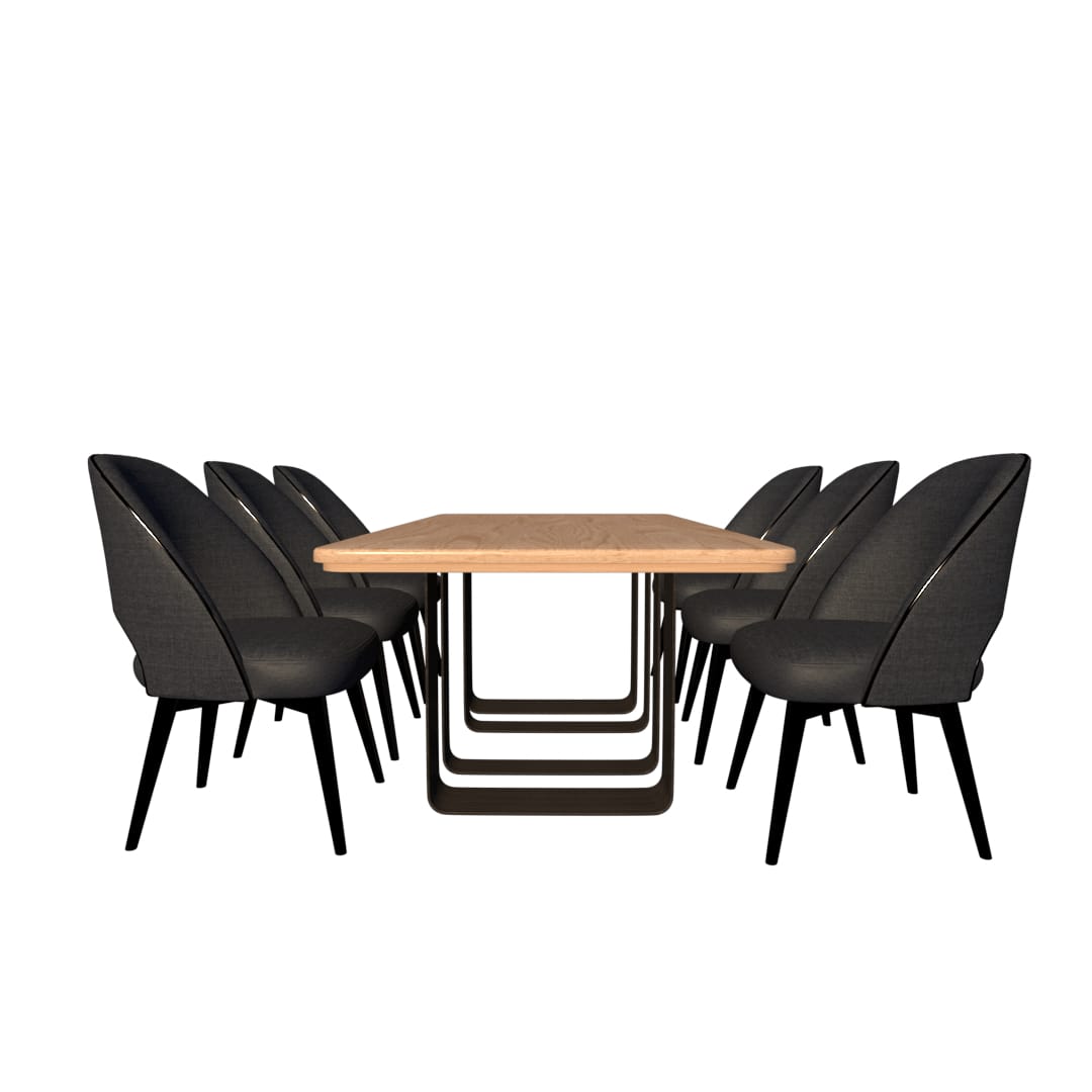 Comedor Mella | Roble y Encino Premium. 6 Sillas