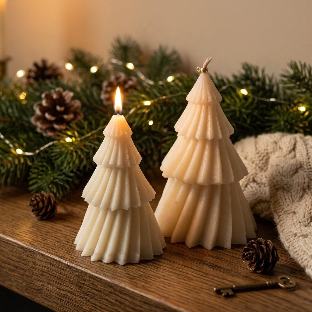 Velas pino navideño 2 pzas.