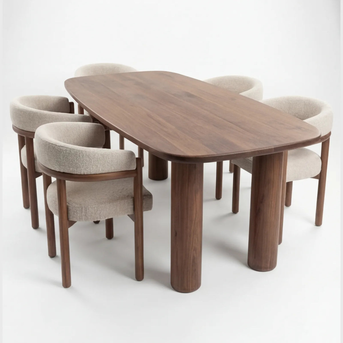 Comedor Caelum en Nogal con detalles en madera sólida · Escultural