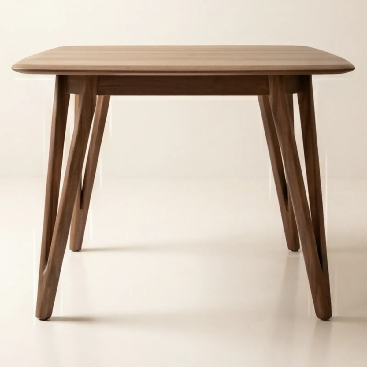 Mesa de Comedor Fio para 4 sillas en Nogal con estructura en Rosa Morada Sólida · Escultural