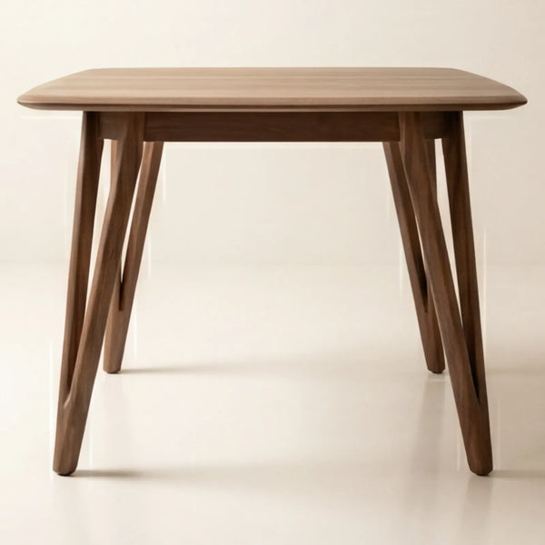 Mesa de Comedor Fio para 4 sillas en Nogal con estructura en Rosa Morada Sólida · Escultural