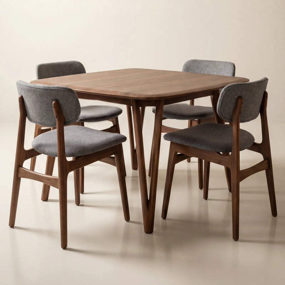 Comedor Fio en Nogal con detalles en madera sólida · Escultural