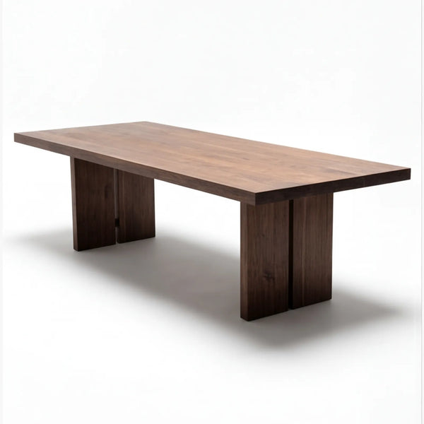 Mesa de Comedor Magnar para 10 sillas en Nogal y Rosa Morada Sólida · Presencia Arquitectónica