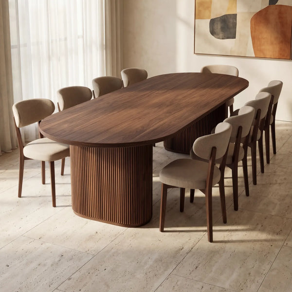 Comedor Othel en Nogal con Sillas en Rosa Morada Sólida · Escultural - vista alternativa