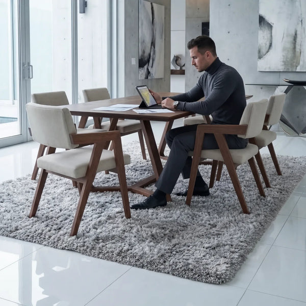Mesa de Comedor Roven para 6 sillas en Nogal y Rosa Morada Sólida · Presencia Arquitectónica - vista alternativa