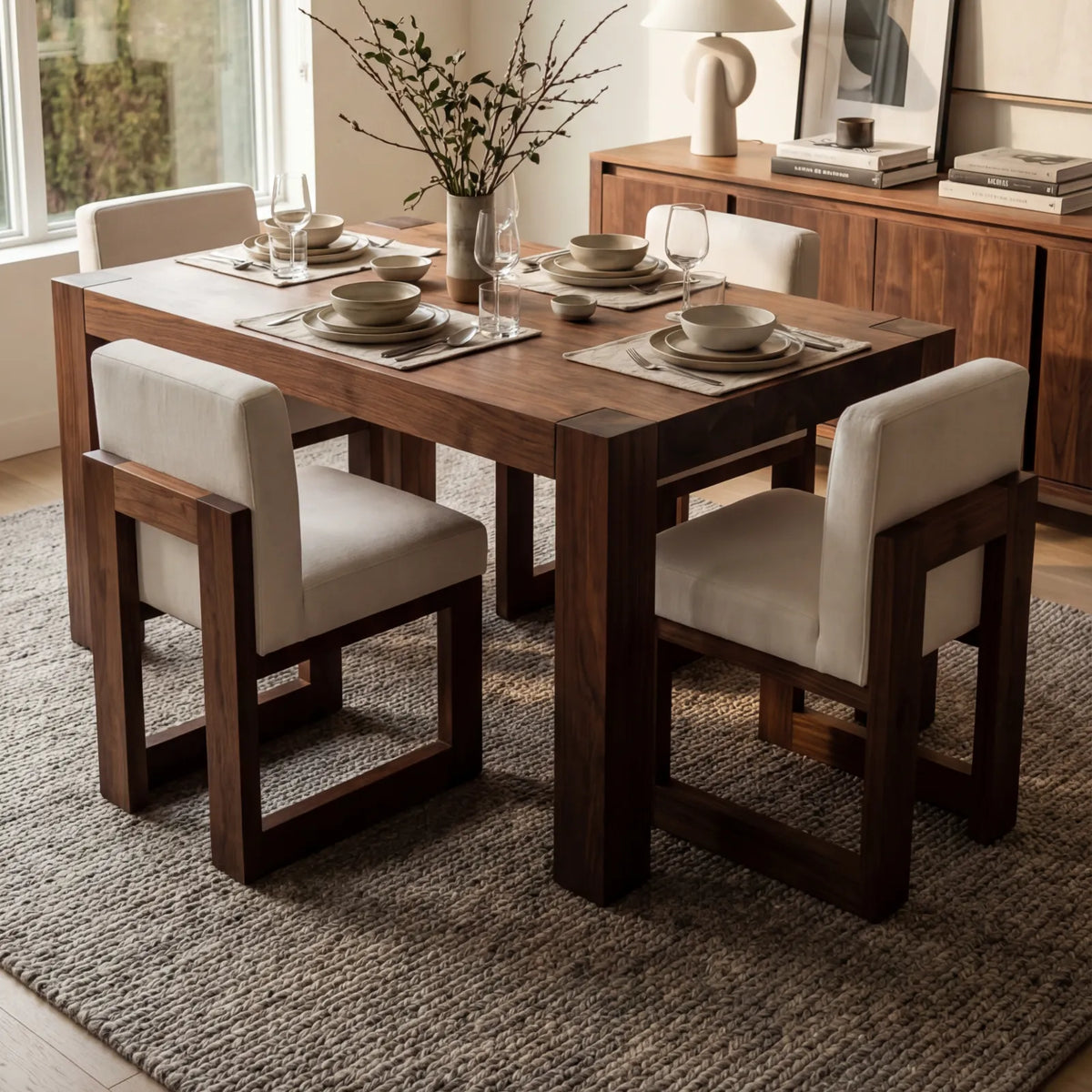 Mesa de Comedor Sian para 4 sillas en Nogal · Esencial