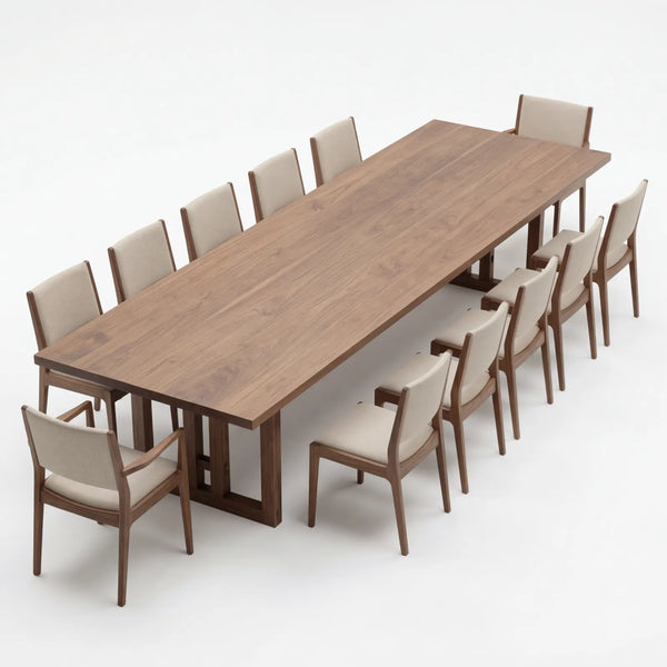 Comedor Solstis en Nogal con estructura en Madera Sólida · Escultural