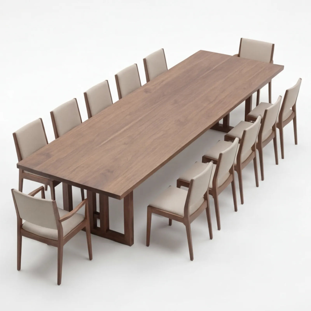Comedor Solstis en Nogal con estructura en Madera Sólida · Escultural
