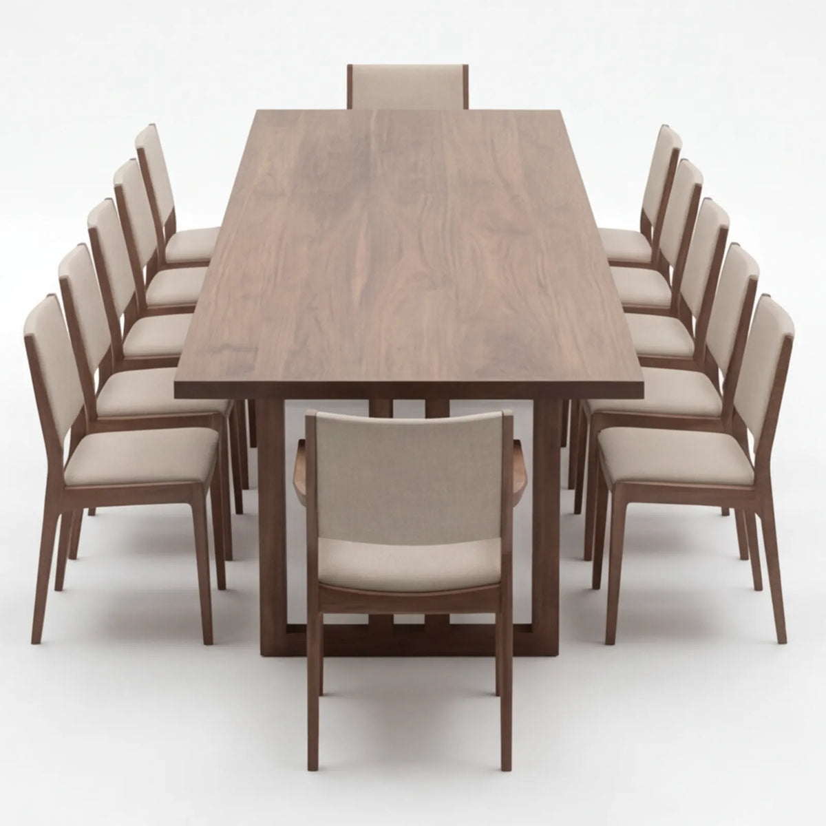 Comedor Solstis en Nogal con estructura en Madera Sólida · Escultural