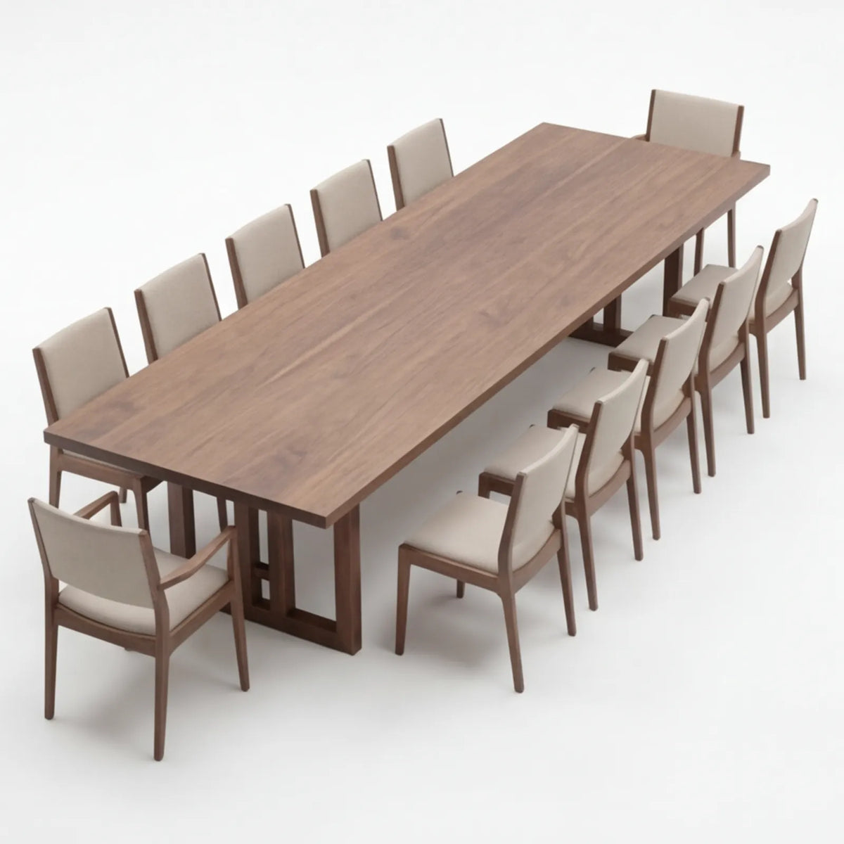 Comedor Solstis en Nogal con estructura en Madera Sólida · Escultural