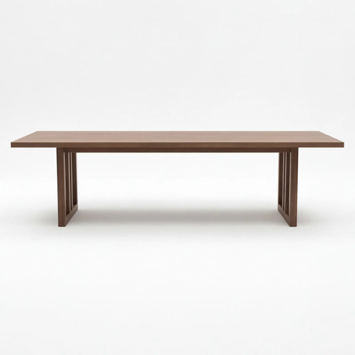 Mesa de Comedor Solstis para 12 sillas en Nogal con base de Rosa Morada Sólida · Silueta Arquitectónica