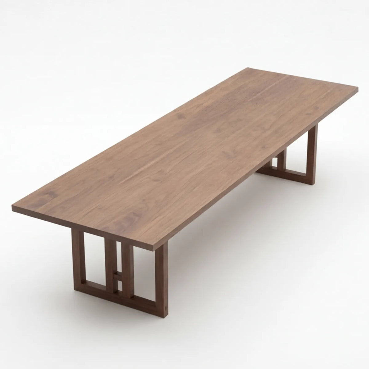 Mesa de Comedor Solstis para 12 sillas en Nogal con base de Rosa Morada Sólida · Silueta Arquitectónica