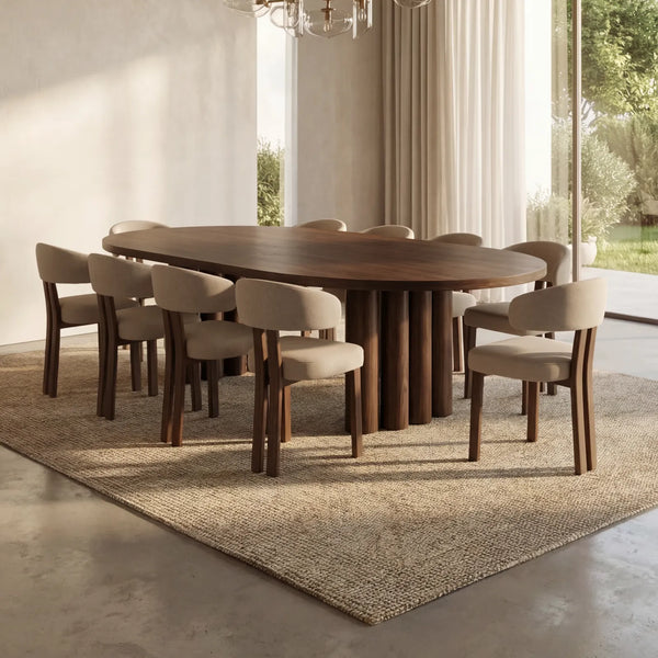 Mesa de Comedor Tyrian para 10 sillas en Nogal y Rosa Morada Sólida · Escultural - vista alternativa