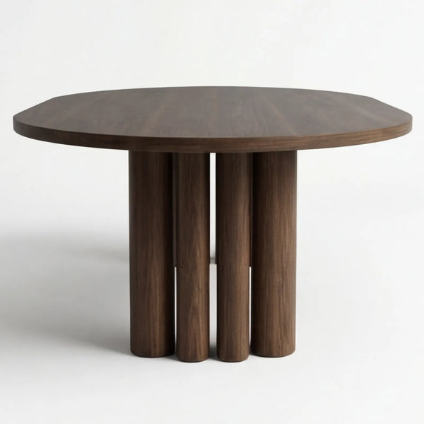 Mesa de Comedor Tyrian para 10 sillas en Nogal y Rosa Morada Sólida · Escultural