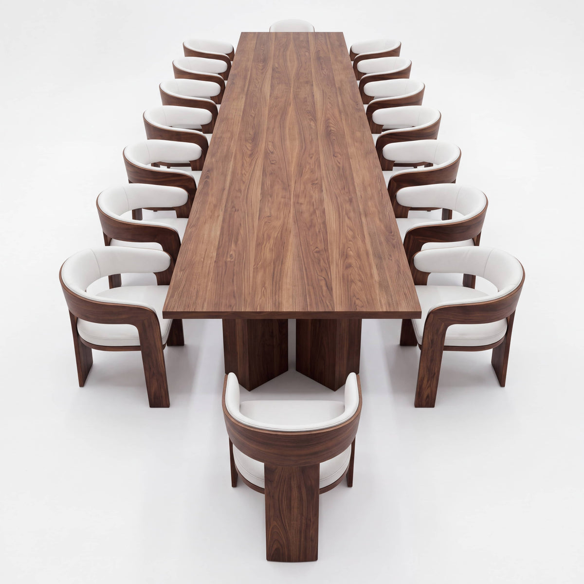 Comedor Nautilus en Nogal con Detalles en Madera Sólida · Monolítico