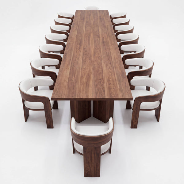 Comedor Nautilus en Nogal con Detalles en Madera Sólida · Monolítico