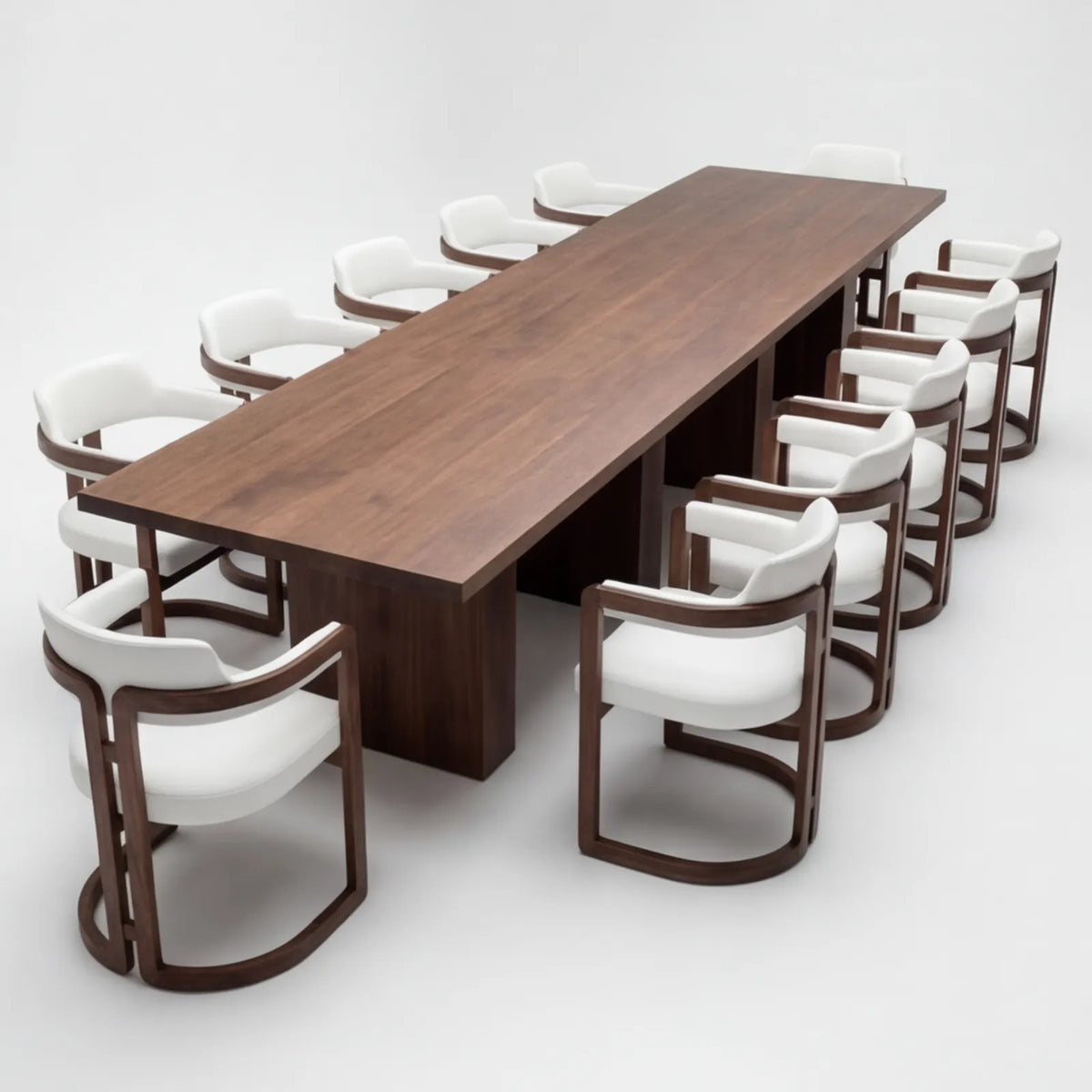 Conjunto de Comedor Diadem en Nogal y Rosa Morada Sólida · Presencia Arquitectónica